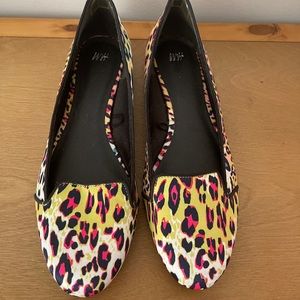 H&M Ballet Loafer Flats Leopard Slip On Pink Colorful NICE